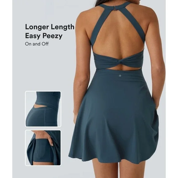 chinese dress ladies RibTech* Courtside Long Sleeve Dress | Separate Undershort main image 1